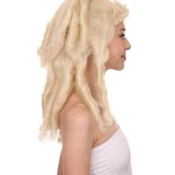 HPO Women's Womens Colonial Lady Curley With Black Lece Wig | Blonde Historical Wigs | Premium Breathable Capless Cap