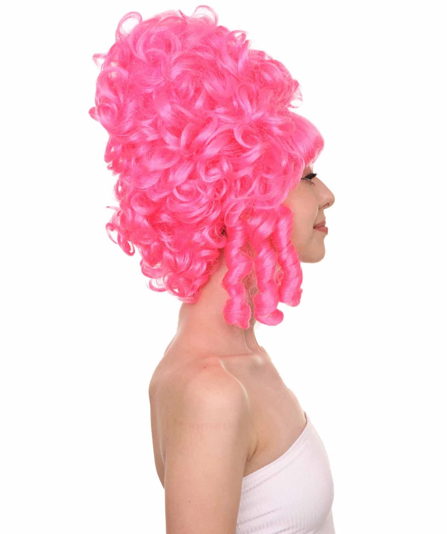 HPO Womens French Colonial Marie Antoinette Wig | Neon Pink Historical Cosplay Wigs | Premium Breathable Capless Cap Women's 5 HPO Womens French Colonial Marie Antoinette Wig | Neon Pink Historical Cosplay Wigs | Premium Breathable Capless Cap Women's