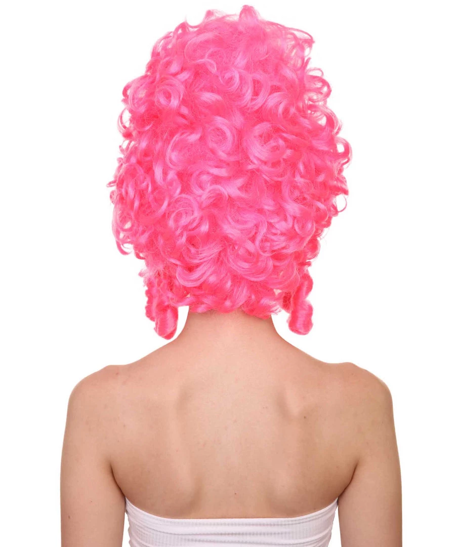 HPO Womens French Colonial Marie Antoinette Wig | Neon Pink Historical Cosplay Wigs | Premium Breathable Capless Cap Women's 4 HPO Womens French Colonial Marie Antoinette Wig | Neon Pink Historical Cosplay Wigs | Premium Breathable Capless Cap Women's