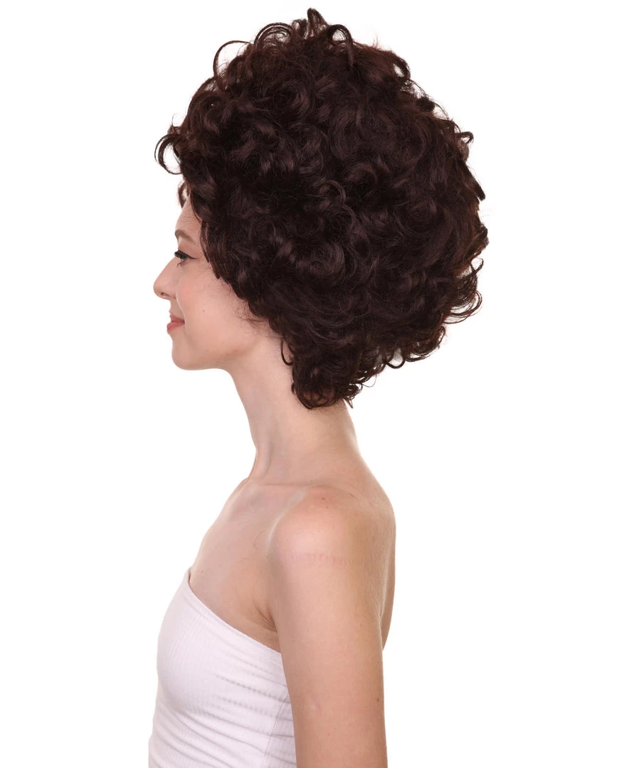 HPO Womens 70's Hippie Disco Wig | Dark Brown Vintage Halloween Wigs Women's 3 HPO Womens 70's Hippie Disco Wig | Dark Brown Vintage Halloween Wigs Women's