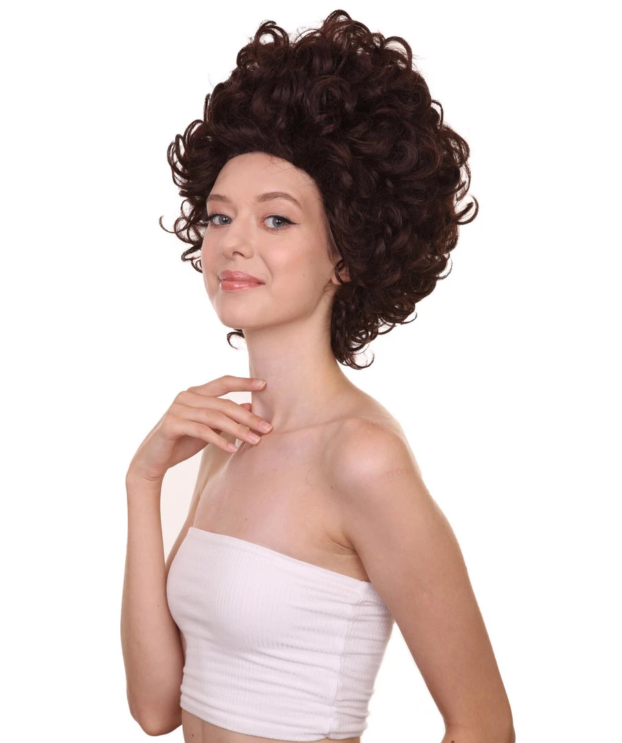 HPO Womens 70's Hippie Disco Wig | Dark Brown Vintage Halloween Wigs Women's 2 HPO Womens 70's Hippie Disco Wig | Dark Brown Vintage Halloween Wigs Women's