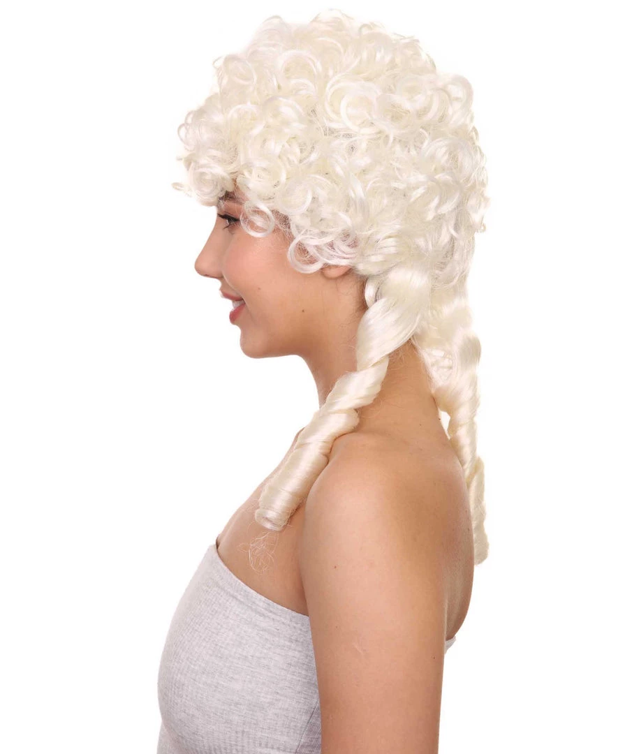 HPO Women's Women Colonial Historical Curly Wig | Blonde Cosplay Wigs | Premium Breathable Capless Cap 4 HPO Women's Women Colonial Historical Curly Wig | Blonde Cosplay Wigs | Premium Breathable Capless Cap