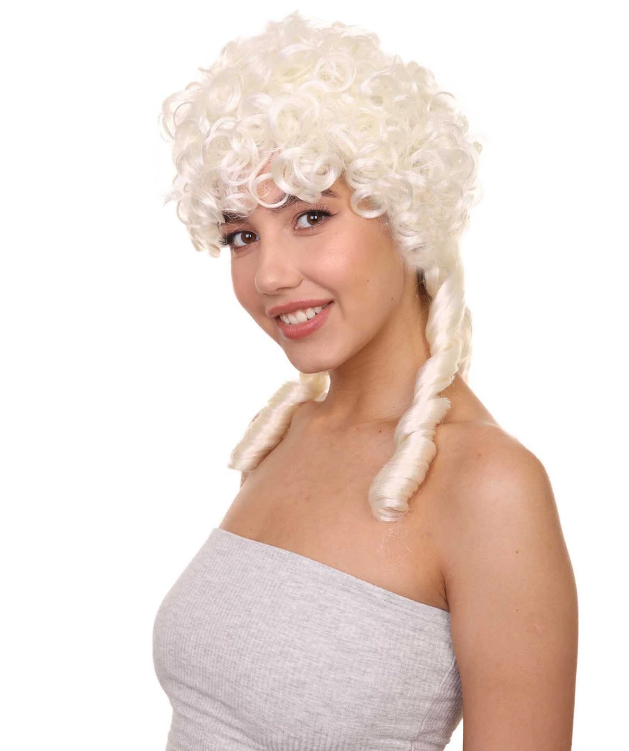 HPO Women's Women Colonial Historical Curly Wig | Blonde Cosplay Wigs | Premium Breathable Capless Cap 3 HPO Women's Women Colonial Historical Curly Wig | Blonde Cosplay Wigs | Premium Breathable Capless Cap