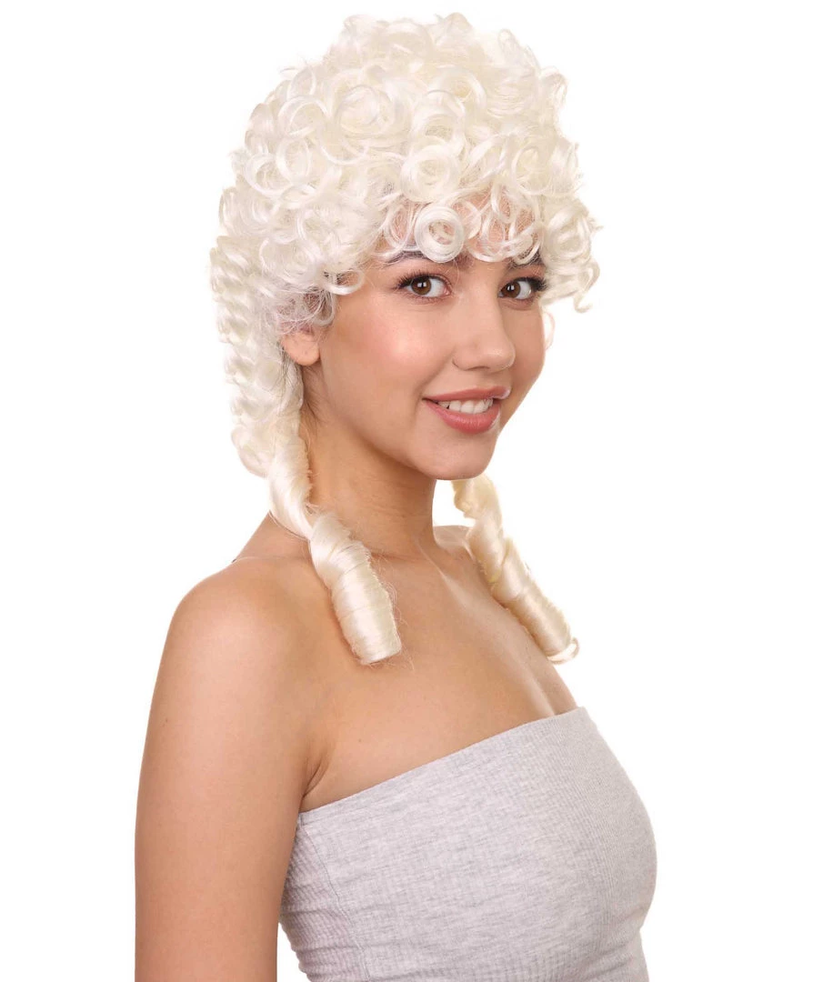 HPO Women's Women Colonial Historical Curly Wig | Blonde Cosplay Wigs | Premium Breathable Capless Cap 7 HPO Women's Women Colonial Historical Curly Wig | Blonde Cosplay Wigs | Premium Breathable Capless Cap