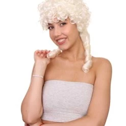 HPO Women's Women Colonial Historical Curly Wig | Blonde Cosplay Wigs | Premium Breathable Capless Cap