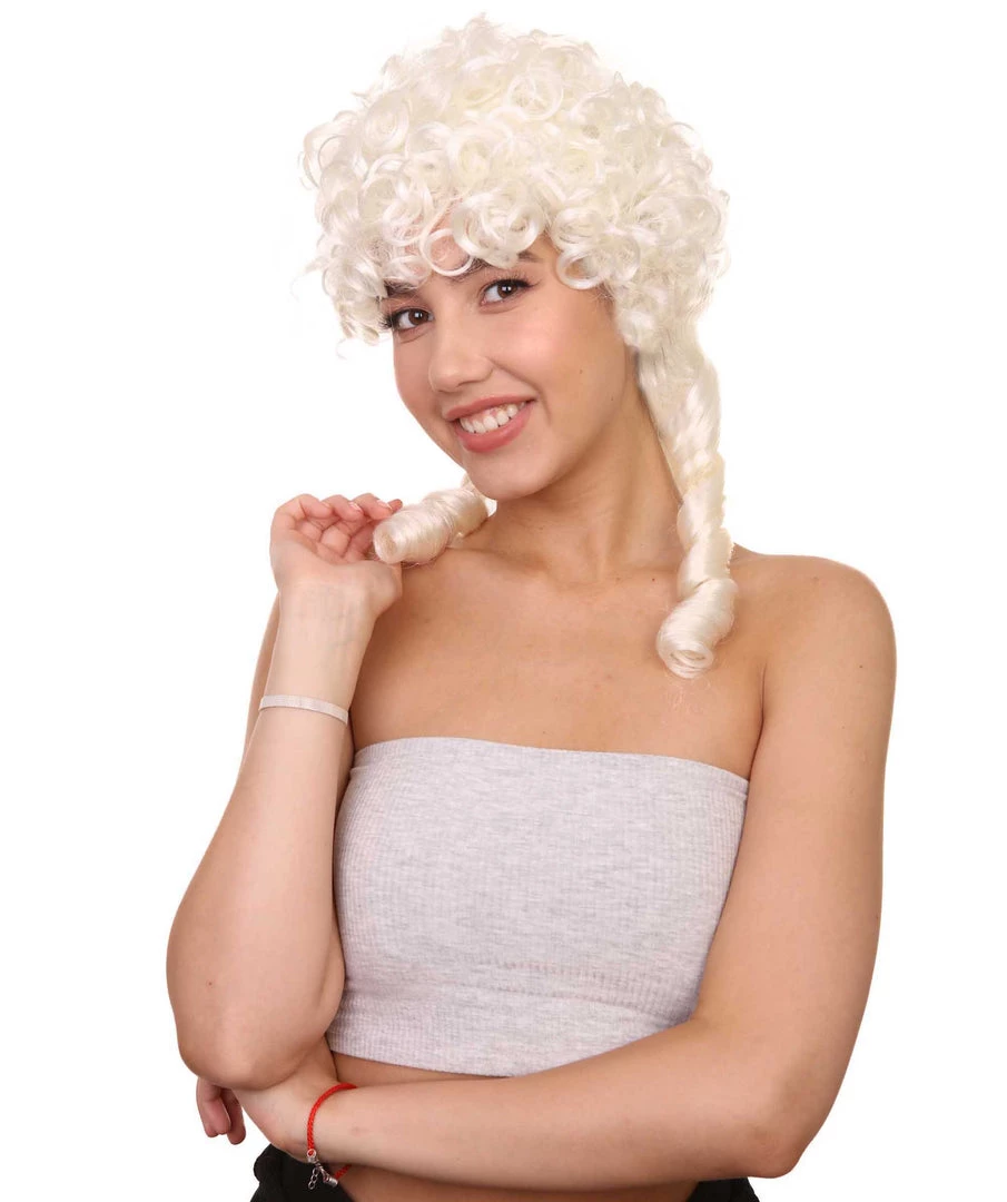 HPO Women's Women Colonial Historical Curly Wig | Blonde Cosplay Wigs | Premium Breathable Capless Cap 2 HPO Women's Women Colonial Historical Curly Wig | Blonde Cosplay Wigs | Premium Breathable Capless Cap