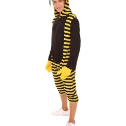 HPO Adult Women's Bee Hoodie Costume | Black And Yellow Halloween Costume