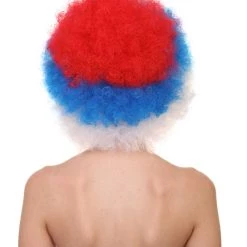 FLAGWIGS Serbia Flag Sport Afro Wig | Jumbo Super Size White Blue Red Wig Women's 14 FLAGWIGS Serbia Flag Sport Afro Wig | Jumbo Super Size White Blue Red Wig Women's