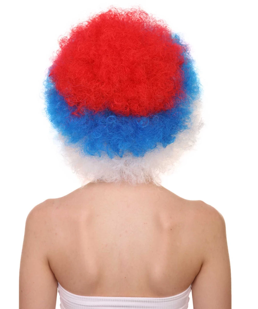 FLAGWIGS Serbia Flag Sport Afro Wig | Jumbo Super Size White Blue Red Wig Women's 5 FLAGWIGS Serbia Flag Sport Afro Wig | Jumbo Super Size White Blue Red Wig Women's