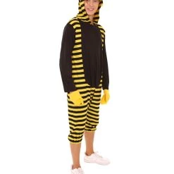 HPO Adult Women's Bee Hoodie Costume | Black And Yellow Halloween Costume