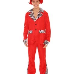 HPO Adult Men's Sweet Daddy Pimp Vintage Costume | Red Halloween Costume