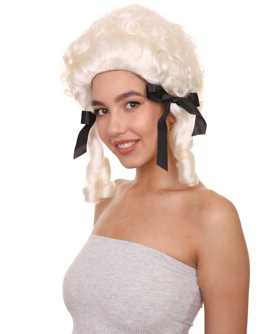 HPO Womens 18th Century Colonial Wig | White Historical Wigs | Premium Breathable Capless Cap 2 HPO Womens 18th Century Colonial Wig | White Historical Wigs | Premium Breathable Capless Cap