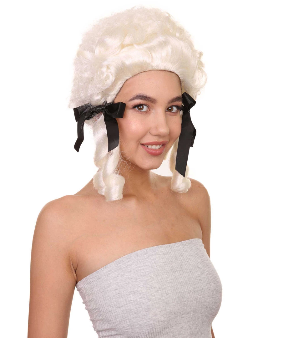 HPO Womens 18th Century Colonial Wig | White Historical Wigs | Premium Breathable Capless Cap 6 HPO Womens 18th Century Colonial Wig | White Historical Wigs | Premium Breathable Capless Cap