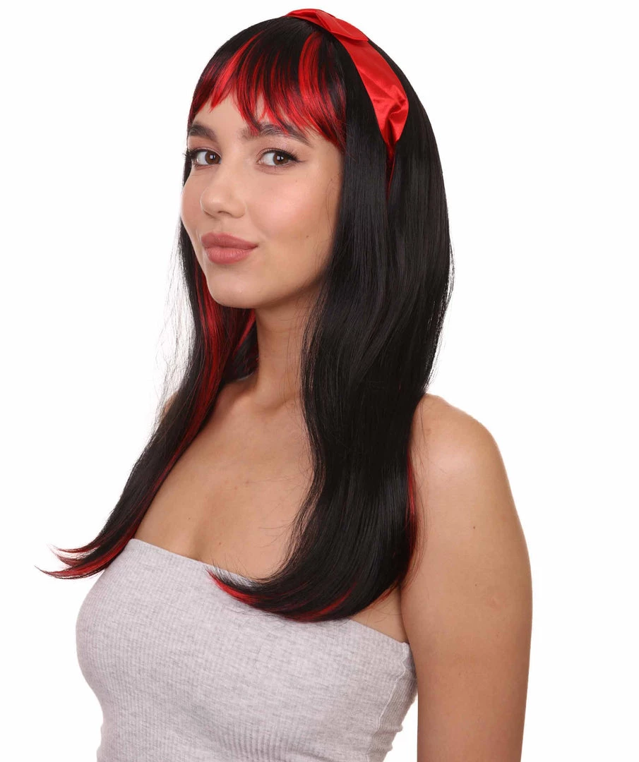 HPO Glam Black Devil Womens Wig | Horror Halloween Wig | Premium Breathable Capless Cap Women's 2 HPO Glam Black Devil Womens Wig | Horror Halloween Wig | Premium Breathable Capless Cap Women's