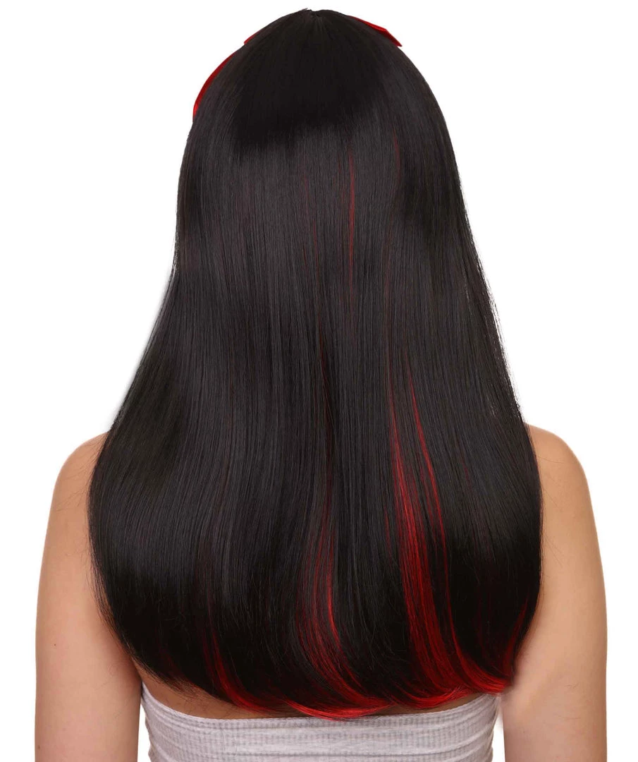 HPO Glam Black Devil Womens Wig | Horror Halloween Wig | Premium Breathable Capless Cap Women's 4 HPO Glam Black Devil Womens Wig | Horror Halloween Wig | Premium Breathable Capless Cap Women's