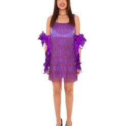 HPO Adult Women's 20'S Fringe Flapper Costume | Purple Cosplay Costume