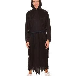 HPO Adult Men's Scream Hooded Robe 2 Pc Costume | Black Halloween Costume