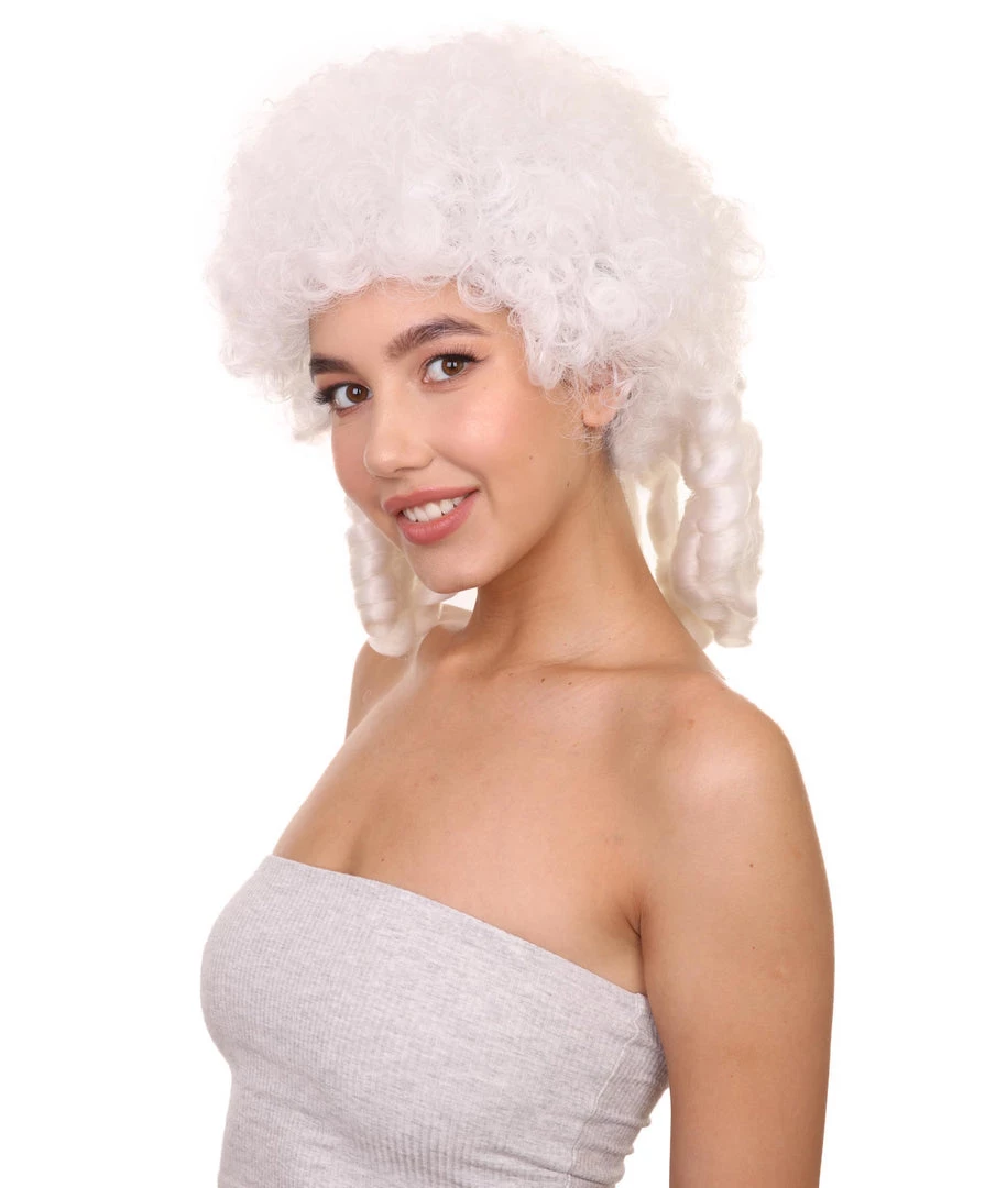 HPO Womens 18th Century Colonial Lady Wig | White Historical Wig | Premium Breathable Capless Cap Women's 2 HPO Womens 18th Century Colonial Lady Wig | White Historical Wig | Premium Breathable Capless Cap Women's