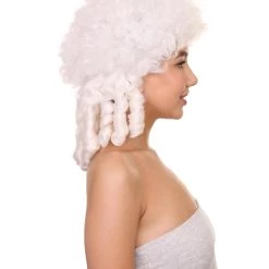 HPO Womens 18th Century Colonial Lady Wig | White Historical Wig | Premium Breathable Capless Cap Women's 13 HPO Womens 18th Century Colonial Lady Wig | White Historical Wig | Premium Breathable Capless Cap Women's