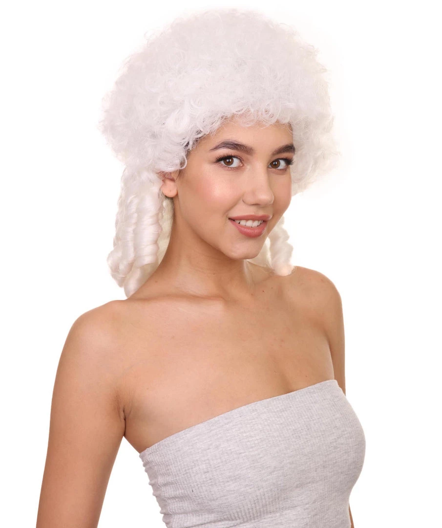 HPO Womens 18th Century Colonial Lady Wig | White Historical Wig | Premium Breathable Capless Cap Women's 6 HPO Womens 18th Century Colonial Lady Wig | White Historical Wig | Premium Breathable Capless Cap Women's