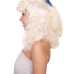 HPO Womens Colonial Lady Curly With Blue Lace Wig | Blonde Historical Wigs | Premium Breathable Capless Cap Women's 11 HPO Womens Colonial Lady Curly With Blue Lace Wig | Blonde Historical Wigs | Premium Breathable Capless Cap Women's
