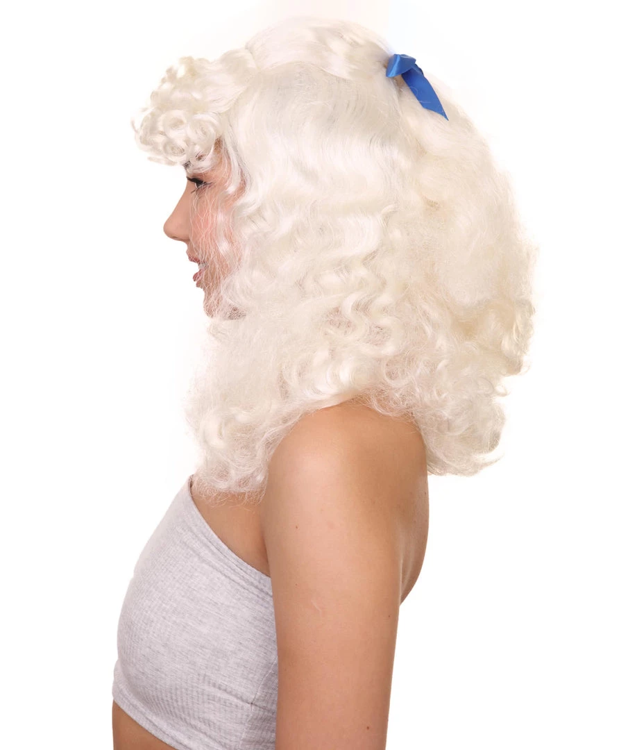 HPO Womens Colonial Lady Curly With Blue Lace Wig | Blonde Historical Wigs | Premium Breathable Capless Cap Women's 3 HPO Womens Colonial Lady Curly With Blue Lace Wig | Blonde Historical Wigs | Premium Breathable Capless Cap Women's