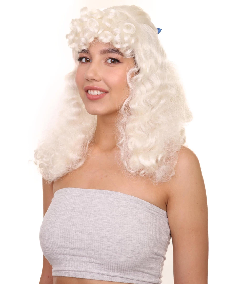 HPO Womens Colonial Lady Curly With Blue Lace Wig | Blonde Historical Wigs | Premium Breathable Capless Cap Women's 2 HPO Womens Colonial Lady Curly With Blue Lace Wig | Blonde Historical Wigs | Premium Breathable Capless Cap Women's
