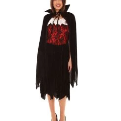 HPO Adult Women's Victorian Vampire Costume | Black Halloween Costume
