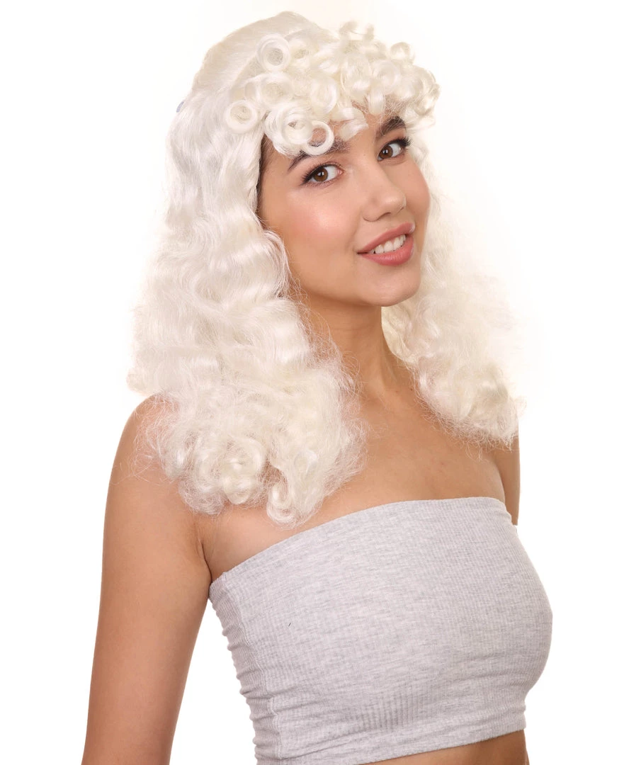 HPO Womens Colonial Lady Curly With Blue Lace Wig | Blonde Historical Wigs | Premium Breathable Capless Cap Women's 6 HPO Womens Colonial Lady Curly With Blue Lace Wig | Blonde Historical Wigs | Premium Breathable Capless Cap Women's