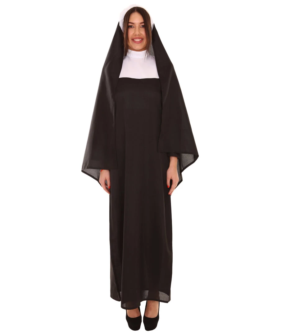HPO Adult Women's Traditional Nun Religious Costume | Black Cosplay Costume 2 HPO Adult Women's Traditional Nun Religious Costume | Black Cosplay Costume