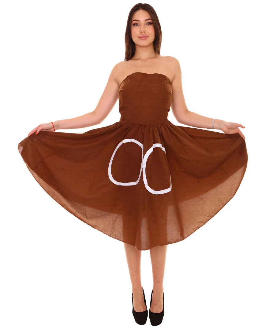 HPO Adult Women's Poop Emoji Dress Funny Costume | Brown Halloween Costume 1 HPO Adult Women's Poop Emoji Dress Funny Costume | Brown Halloween Costume