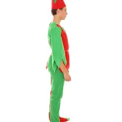 HPO Adult Men's Elf Christmas Costume | Red And Green Halloween Costume