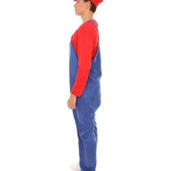 HPO Adult Men's Red Plumber Costume | Red And Blue Halloween Costume 11 HPO Adult Men's Red Plumber Costume | Red And Blue Halloween Costume