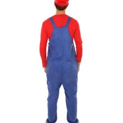HPO Adult Men's Red Plumber Costume | Red And Blue Halloween Costume 12 HPO Adult Men's Red Plumber Costume | Red And Blue Halloween Costume