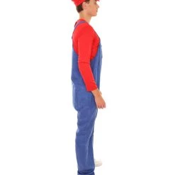 HPO Adult Men's Red Plumber Costume | Red And Blue Halloween Costume 13 HPO Adult Men's Red Plumber Costume | Red And Blue Halloween Costume