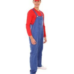 HPO Adult Men's Red Plumber Costume | Red And Blue Halloween Costume 14 HPO Adult Men's Red Plumber Costume | Red And Blue Halloween Costume