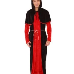 HPO Adult Men's Scary Costume | Devil Red And Black Robe Halloween Costume