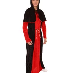 HPO Adult Men's Scary Costume | Devil Red And Black Robe Halloween Costume