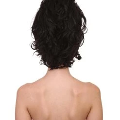 HPO Women's Womens Colonial Lady 18th Century Curly Wig | Black Historical Halloween Wig | Premium Breathable Capless Cap