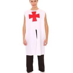 HPO Adult Men's Blessume Medieval Templar Knight Tunic Historical Costume | White Cosplay Costume