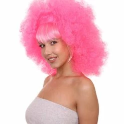 HPO Sweetie Pink Bubble Afro Clown Womens Wig | Sexy Cosplay Party Halloween Wig | Premium Breathable Capless Cap Women's