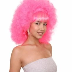 HPO Sweetie Pink Bubble Afro Clown Womens Wig | Sexy Cosplay Party Halloween Wig | Premium Breathable Capless Cap Women's 14 HPO Sweetie Pink Bubble Afro Clown Womens Wig | Sexy Cosplay Party Halloween Wig | Premium Breathable Capless Cap Women's