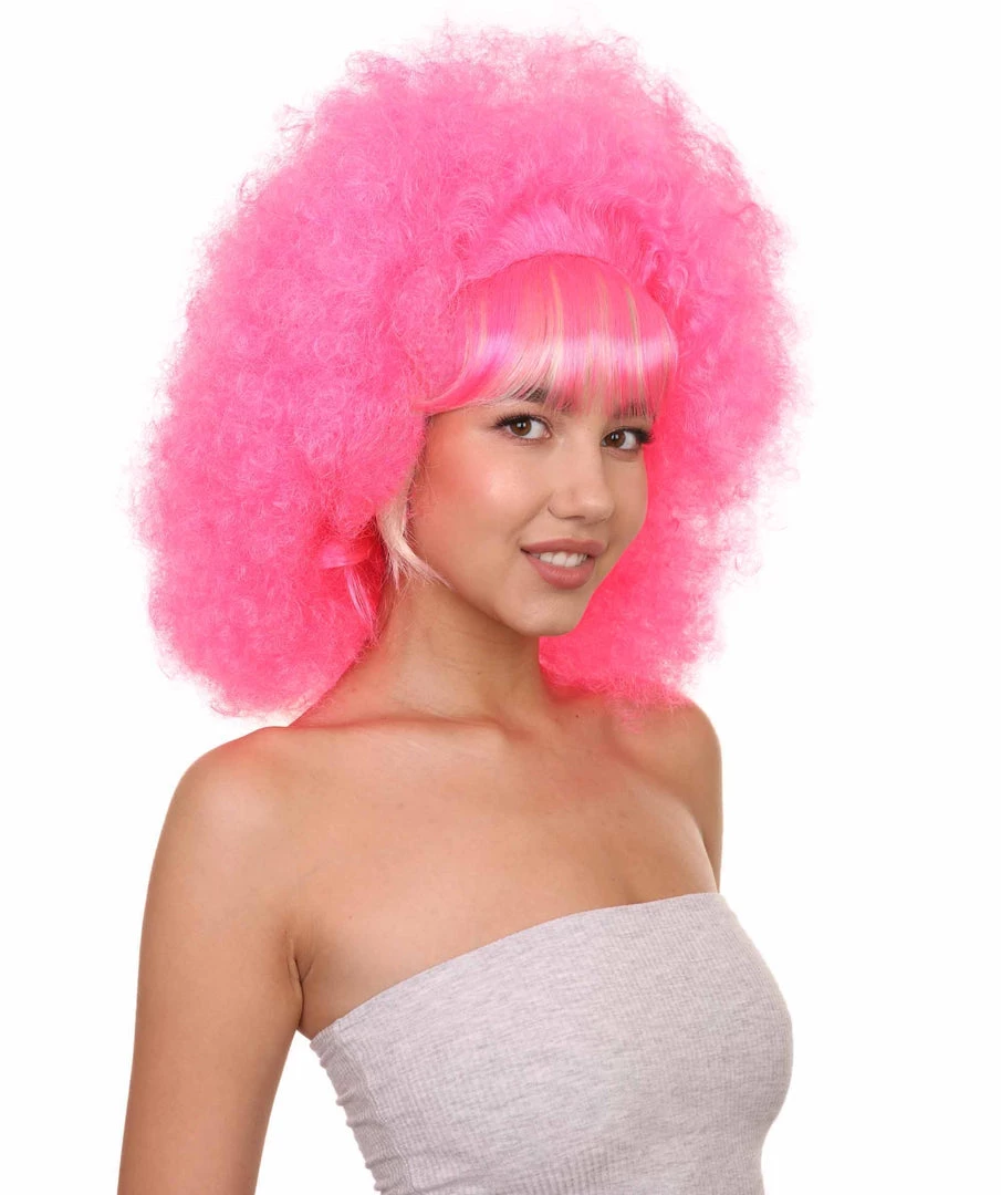 HPO Sweetie Pink Bubble Afro Clown Womens Wig | Sexy Cosplay Party Halloween Wig | Premium Breathable Capless Cap Women's 6 HPO Sweetie Pink Bubble Afro Clown Womens Wig | Sexy Cosplay Party Halloween Wig | Premium Breathable Capless Cap Women's