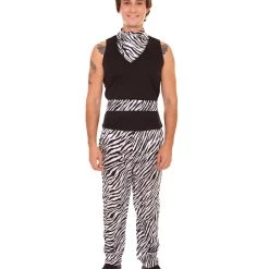 HPO Adult Men's 80s Rockstar Costume | Black & White Cosplay Costume