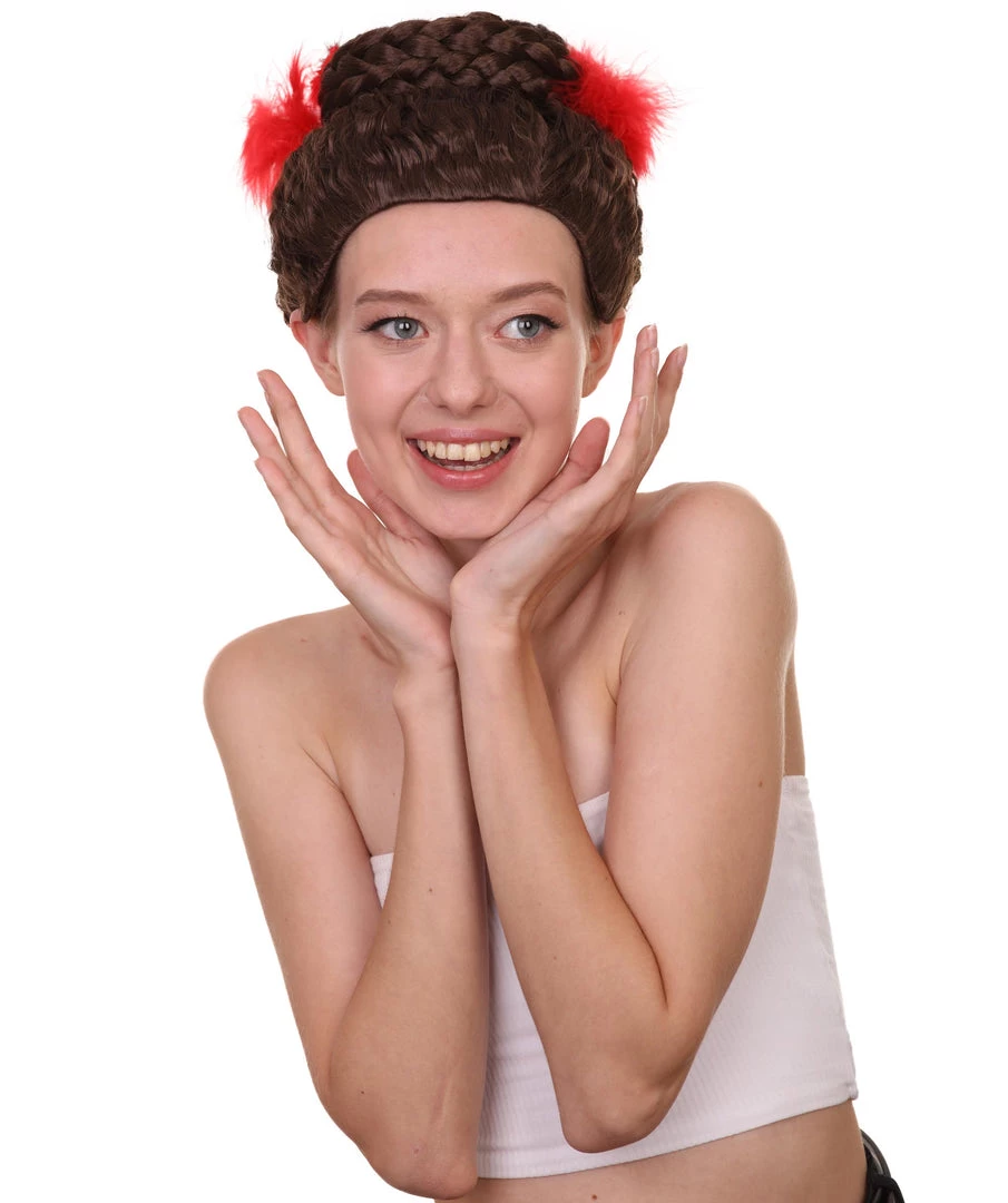 HPO Women Curly Top Bun With Red Lace Wig Dark Brown | Premium Breathable Capless Cap 8 HPO Women Curly Top Bun With Red Lace Wig Dark Brown | Premium Breathable Capless Cap