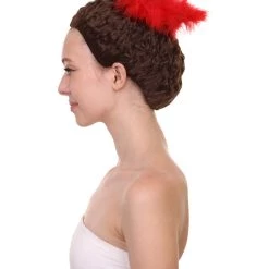 HPO Women Curly Top Bun With Red Lace Wig Dark Brown | Premium Breathable Capless Cap 12 HPO Women Curly Top Bun With Red Lace Wig Dark Brown | Premium Breathable Capless Cap