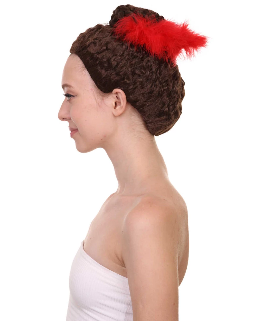 HPO Women Curly Top Bun With Red Lace Wig Dark Brown | Premium Breathable Capless Cap 3 HPO Women Curly Top Bun With Red Lace Wig Dark Brown | Premium Breathable Capless Cap
