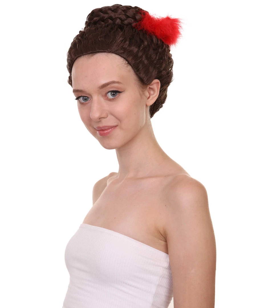 HPO Women Curly Top Bun With Red Lace Wig Dark Brown | Premium Breathable Capless Cap 2 HPO Women Curly Top Bun With Red Lace Wig Dark Brown | Premium Breathable Capless Cap