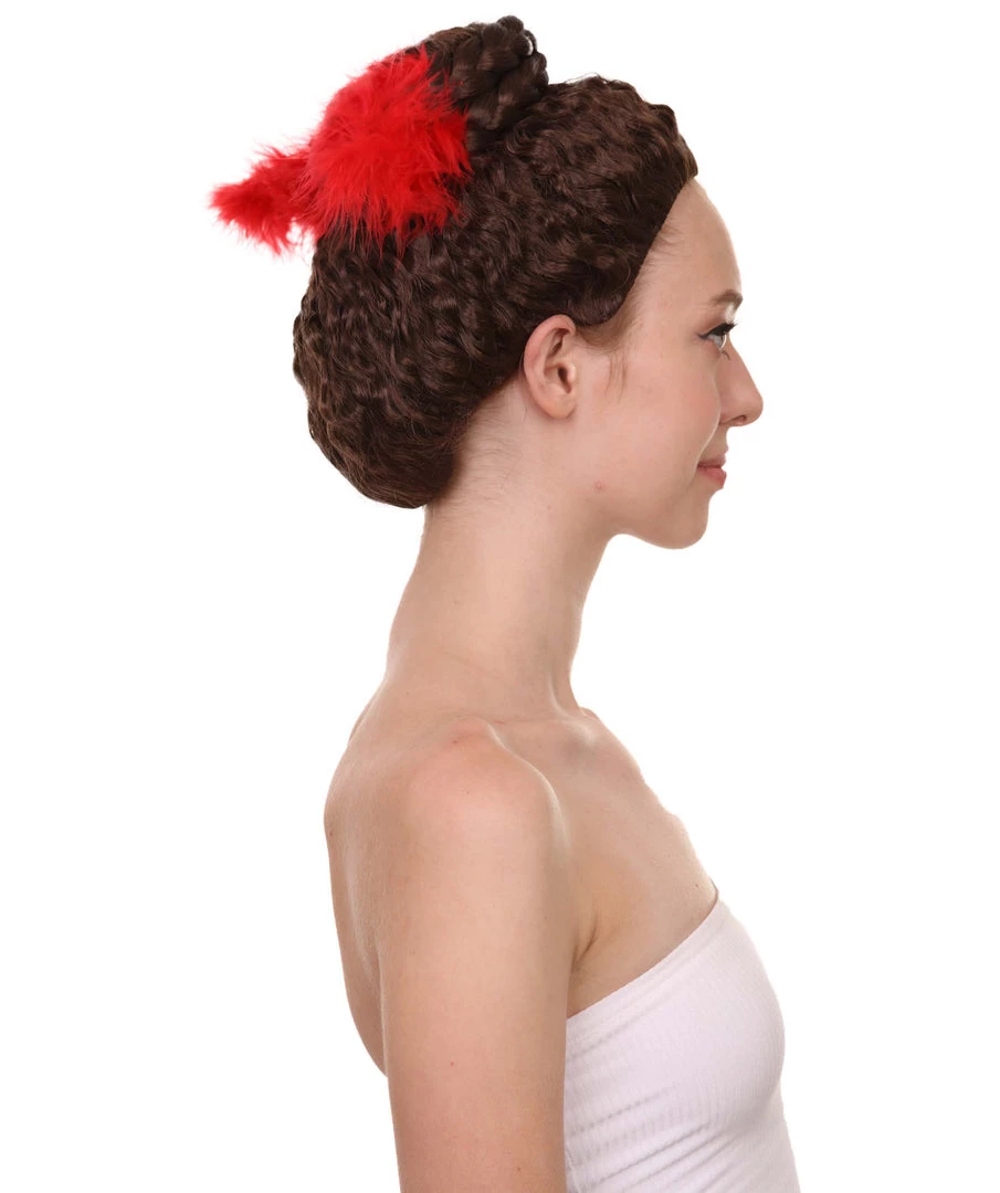 HPO Women Curly Top Bun With Red Lace Wig Dark Brown | Premium Breathable Capless Cap 5 HPO Women Curly Top Bun With Red Lace Wig Dark Brown | Premium Breathable Capless Cap