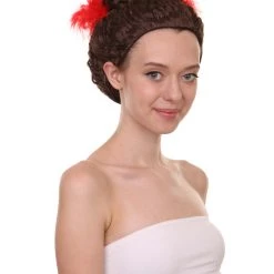 HPO Women Curly Top Bun With Red Lace Wig Dark Brown | Premium Breathable Capless Cap 15 HPO Women Curly Top Bun With Red Lace Wig Dark Brown | Premium Breathable Capless Cap